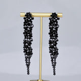 EVER FAITH Austrian Crystal Art Deco Chandelier Long Dangle Earrings Black