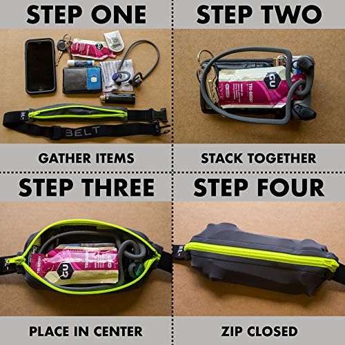 SPIbelt Original Pocket Running Belt for Women Men, Phone Holder for Running, Running Fanny Pack, Holder for Phone, Running Waist Pack, Expandable, Adjustable. Rave with Black Zipper