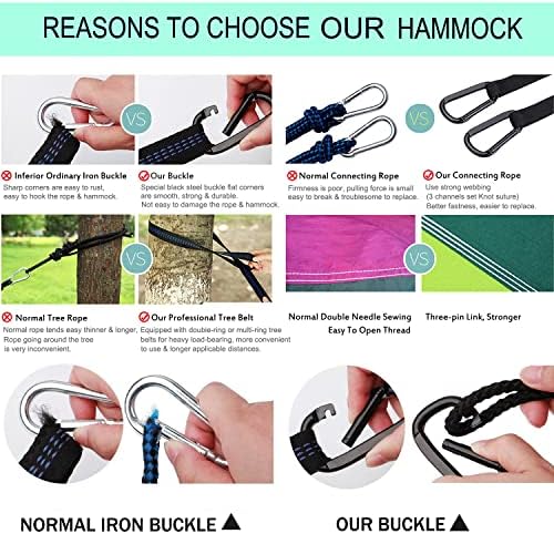 Hammock Camping, Portable Single/Double Hammocks for Outdoor Hiking Travel Backpacking - 210D Nylon Hammock Swing for Backyard & Garden (Green/Khaki)