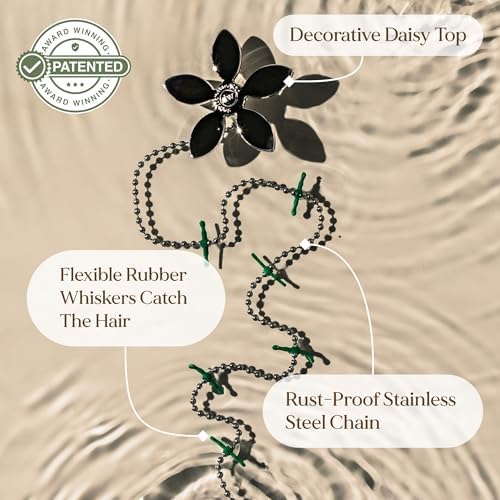 DrainWig Shower Drain Hair Catcher – Disposable Silver Flower (4-Pack) – No-Touch Hair Removal for Flat Shower Drains – As Seen on Shark Tank