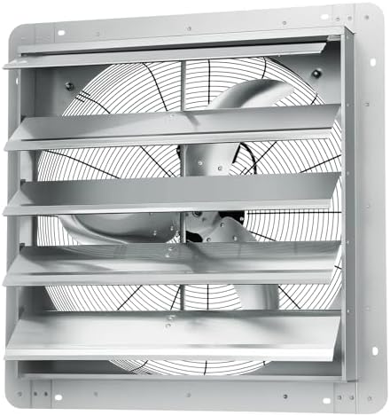 VEVOR 24 Inch Shutter Exhaust Fan Wall Mounted, High-Speed 3320CFM, Vent Fan For Garages, Shops, Greenhouse, Attic Ventilation, AC Motor, Fan Only