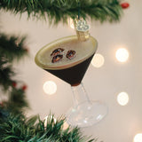 Old World Christmas Espresso Martini Glass Blown Ornament for Christmas Tree, Handcrafted Holiday Decoration, Adult Beverages Collection