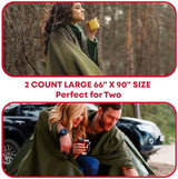 Ever Ready First Aid Olive Drab Green Warm Fire Retardant Blanket, 66" x 90"