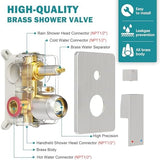 Brushed Nickel Shower System, Shower Faucet Set with 10-Inch Rain Showerhead and Handheld Spray, Wall Mounted High-Pressure Showerhead Combo Set Included Valve and Trim, Brushed Nickel