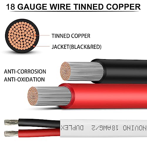 18 Gauge Marine Wire 18 AWG Duplex Marine Grade Wire,50ft Tinned Copper Oxygen-Free Insulated Red& Black Electrical Cable for Boat/Automotive/RV/Camper/Trailer Outdoor Use