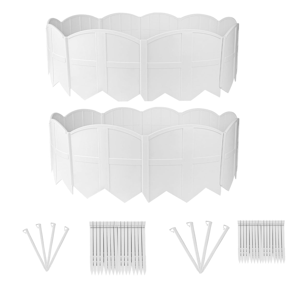 30Pcs 30Ft White Landscape Edging Border Decorative Garden with Stakes Kits