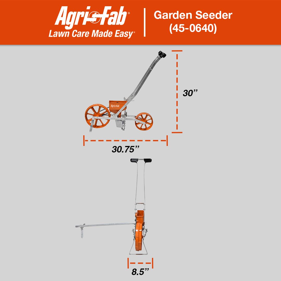 Agri-Fab Push Garden Seeder Planter with 7 Interchangeable Seed Plates, 3 lb Capacity Hopper and Adjustable Row Marker, Orange