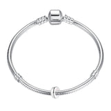 LAMOONY Clip Stopper Charms Sterling Silver Rondelle Spacer Bead for Bracelets (Silver) (Silver-4pcs)