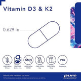 Pure Encapsulations Vitamin D3 & K2 | Bone and Vascular Health Support | 120 Capsules*