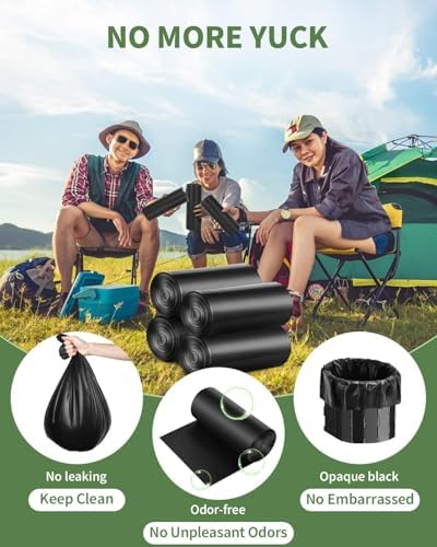 100 Portable Toilet Bags Thick Biodegradable Camping Toilet Bags for Portable Potty, 8 Gal Compost Toilet Waste Bag for 5 Gallon Bucket Toilet Seat Adults Outdoor, 1.1 Mil