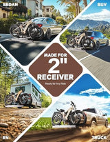 Young Hitch Mount Bike Rack with Ramp, 200 lbs. Capacity for 2 E-Bikes, Fat Tire and Standard, fits Cars, SUVs, RVs, Trailers with 2 Inch Receiver