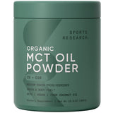 Sports Research Organic MCT Oil Powder - Keto & Vegan MCTs C8, C10 from Coconuts - Fatty Acid Brain & Body Fuel, Non-GMO & Gluten Free - Unflavored, Perfect in Coffee, Tea & Protein Shakes - 10.6 oz