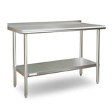 STABLEINK NSF Stainless Steel Prep & Work Table 24 x 48 Inches 4ft Heavy Duty Metal Table with Backsplash and Undershelf for Commercial Kitchen, Restaurant, Hotel, Laundry and Garage