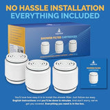 AquaBliss HD Revitalizing Shower Filter Replacement Cartridge For SF400 & SF500-2x Vitamin C + Minerals for Silky Hair, Glowing Skin, Strong Nails. 3-Pack (SFC400)