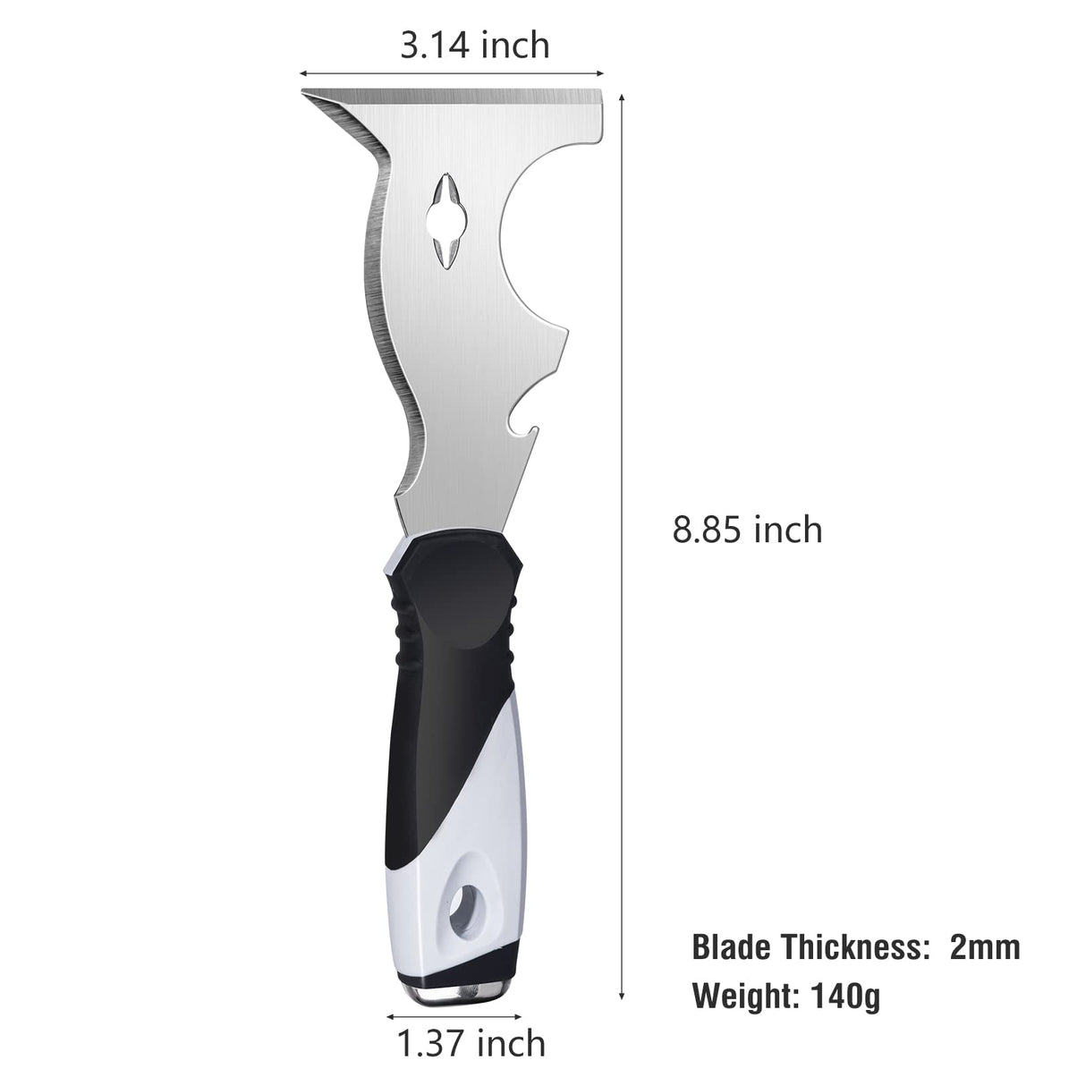 Mister Rui Paint Scraper, 3 Pack Multi Use Paint Tools Putty Knife 10 in 1, Paint Scraper Tools for Painting, Metal Scraper with Hammer End, Taping Knife, Spackle Tool
