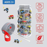Bentgo Kids Water Bottle - Leak-Proof, Durable Tritan, BPA-Free 15 oz. Cup for Kids/Toddlers Ages 3+, Safe Sip Spout, Carrying Handle, & Dishwasher Safe for School, Sports, Daycare & Camp (Trucks)