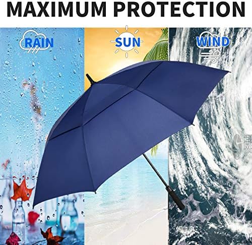 MRTLLOA 54/62/68/72 Inch Automatic Open Golf Umbrella, Extra Large Oversize Double Canopy Vented Windproof Waterproof Stick Umbrellas for Rain