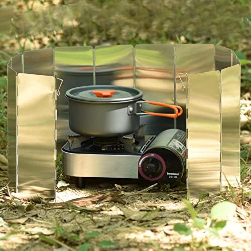 Camping Stove Windscreen 16 Plates Folding Outdoor Stove Windshield Camp Stove Wind Screen Aluminium Alloy Windshield for Butane Burner Grill Wind Blocker Shield