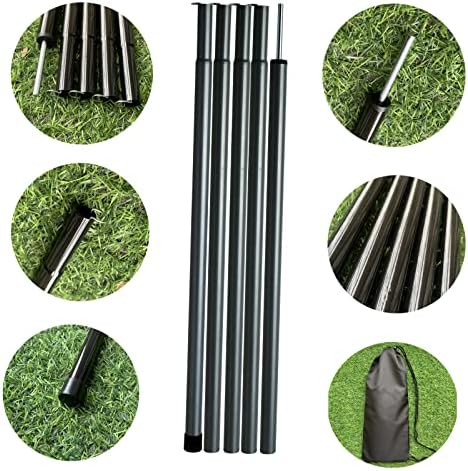 Tent Poles Adjustable Tarp Poles Steel Rods for Tarp Canopy Camping Replacement Set of 2 +Pegs & Reflective Ropes