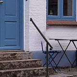 Metty Metal Handrails for Outdoor Steps Suitable for 1 to 5 Steps- Wrought Iron Stair Railing- Step Steady with 5 Feet Handrailing- Safe Indoor Home Banisters (Black-Single, 2 Step)