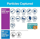 Filtrete 16x24x1 AC Furnace Air Filter, MERV 12, MPR 1500, CERTIFIED asthma & allergy friendly, 3 Month Pleated 1-Inch Electrostatic Air Cleaning Filter, 2-Pack (Actual Size 15.81x23.81x0.78 in)