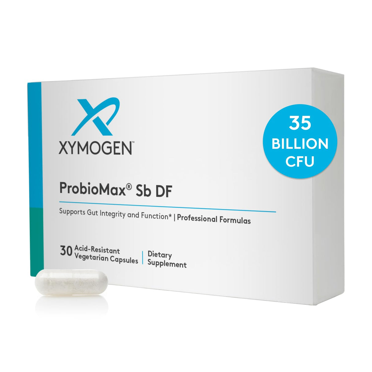 XYMOGEN ProbioMax Sb 35B - 35 Billion CFU Probiotic Supplement with Lactobacillus & Bifidobacterium lactis HN019 - Probiotics for Digestive Health - Formerly ProbioMax Sb DF (30 Capsules)