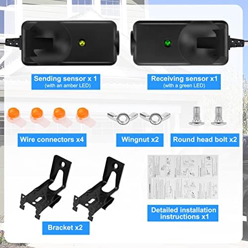 Garage Door Safety Sensor Beam Eyes, Garage Door Opener Parts Compatible with Liftmaster/Sears/Chamberlain/Craftsman/Linear Replacement (41A5034, 801CB-P) (Beam Eyes + Bracket)