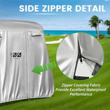 10L0L 2/4/4+2 Passenger Golf Cart Cover Fits for Yamaha EZGO Club Car, 420D Waterproof Durable Polyester Golf Cart Cover with Three Zipper Doors Windproof Sunproof - Black/Army Green/Sliver