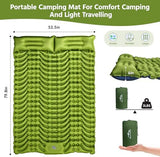 Double Sleeping Pad for Camping, Self Inflating 4" Extra Thick Camping Sleeping Pad for 2 Person with Pillow, Built-in Foot Pump, Portable Sleeping Mat for Backpacking, Hiking, Travel Tent