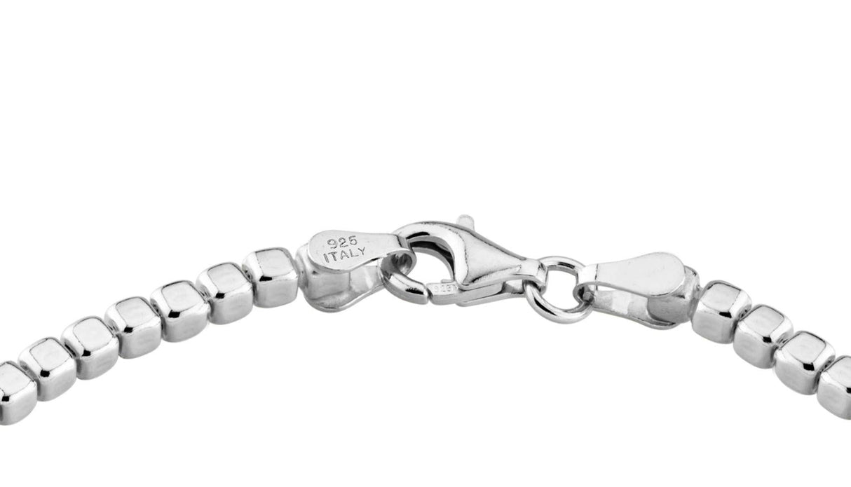 Miabella Italian 925 Sterling Silver, 18Kt Gold Plated Organic Cube Bead Chain Bracelet for Women Men, Made in Italy (SI Length 7 Inches)