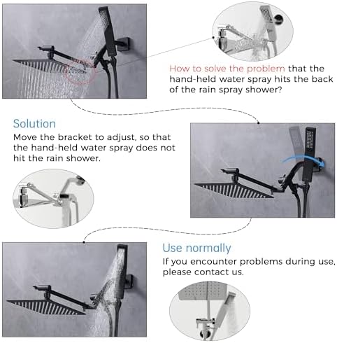 G-Promise All Metal 10" Dual Square Shower Head Combo | Rain Shower Head | Handheld Shower Wand | Adjustable | 3-Way Diverter | 71" Extra Long Hose - A Bathroom Upgrade (Matte Black)