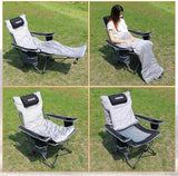 Reclining Camping Chair with Removable Footrest Lounge Chair with Headrest, Cotton Cushion, Portable Adjustable Folding Chairs for Adults Black