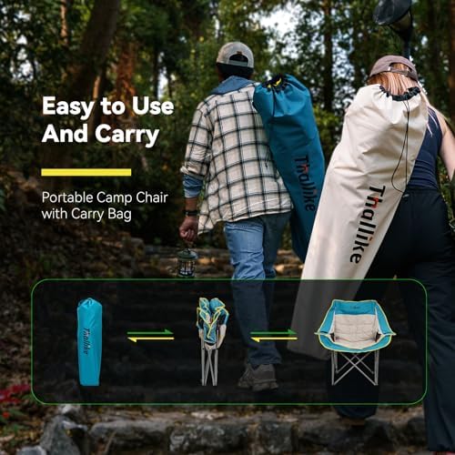 Oversized Camping Chair for Adults – Heavy Duty Folding Chair with Cup Holders, Storage Pocket & Carry Bag – Outdoor Padded Camp Chair for Camping, Backyard, Fishing & Sports – Supports 400lbs