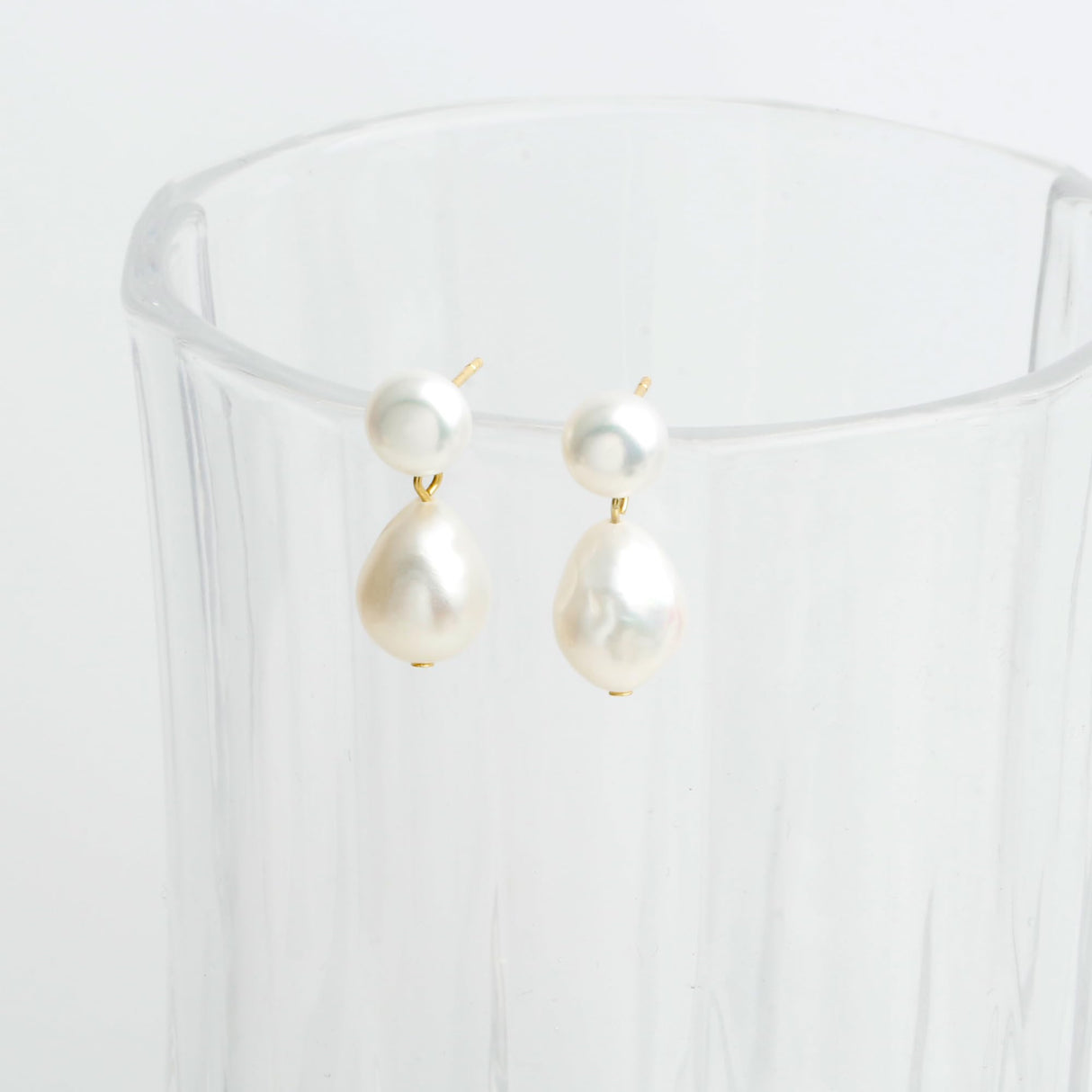 Freshwater Cultured White Baroque Pearl Dangling Drop Earrings for Women