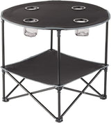 Portable Folding Picnic Table with Bench Storage for Tailgating - Black