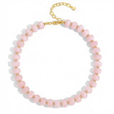 HolidayQbee Chunky Pink Beaded Choker Necklace for Women Jewelry Gifts