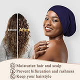 OLESILK Mulberry Silk Bonnet for Men, Mens Bonnet for Curly Hair, 100% Real Silk Hair Bonnet for Sleeping, Night Cap for Frizzy Hair, Navy