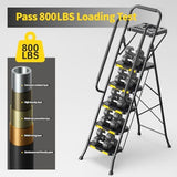 KINGRACK 5 Step Ladder with Tool Platform, Folding Step Stool with Handrails, Sturdy Steel Ladder with Wide Pedal, 800 LBS Portable Safety Ladder for Adults Painting Home Outdoor Garage