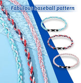 Junkin Baseball Necklaces Three Braided Rope Titanium Necklace for Team Gifts Boys Men Player Softball Fans Sports