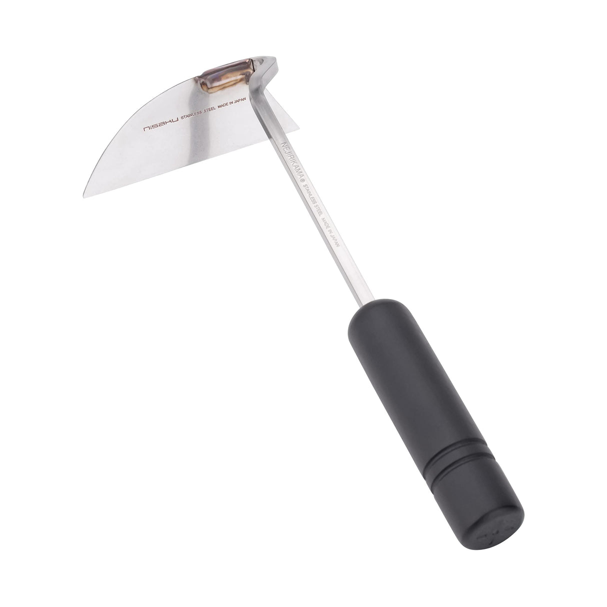 Nisaku NJP100 Nejiri Gama Handheld Weeder-Scraper-Hoe, Japanese Stainless Steel 4-Inch Blade Width, 4.5-Inch Black Lacquered Beech Wood Handle
