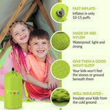 Kids Sleeping Pad for Camping and Sleepovers with Pillow, Inflatable Camping Mattress for Backpacking & Travel, Thick Toddler Cot Mat, Fast Inflating Camping Sleeping Pads for Kids