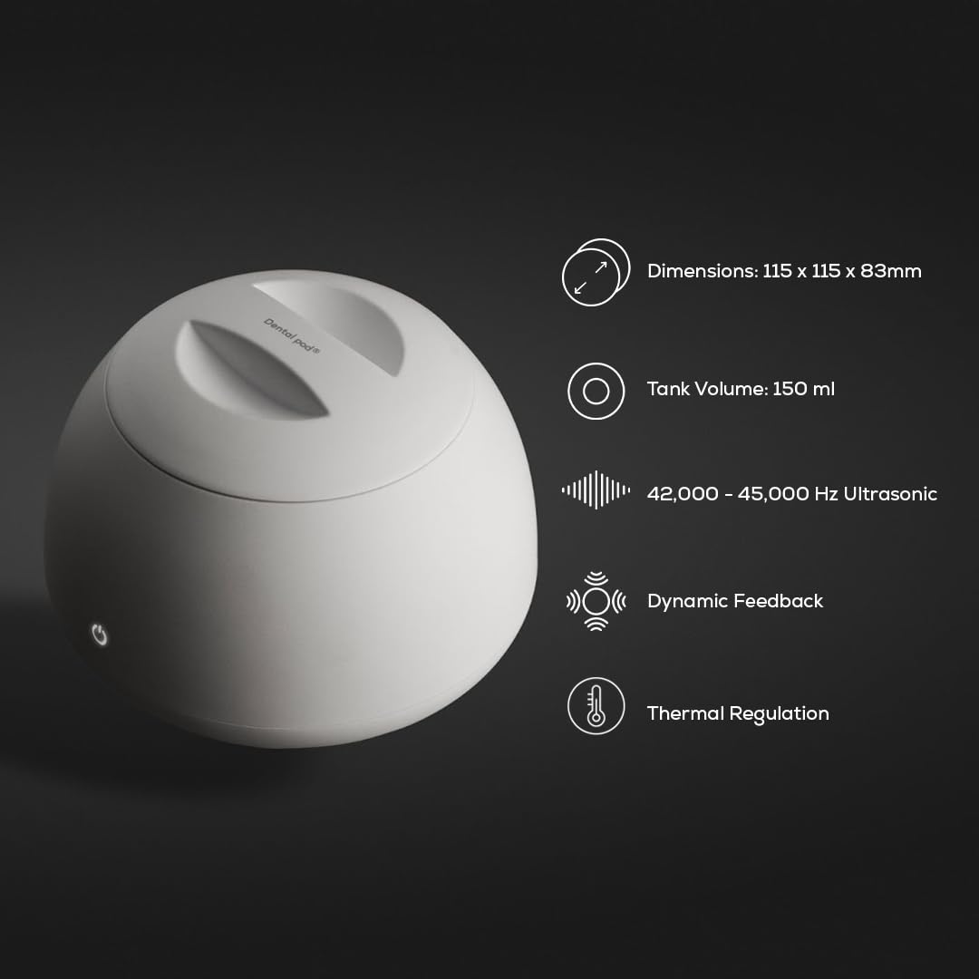 Zima Dental Pod | Arctic White | Ultrasonic Retainer Cleaner Machine | Aligner, Nightguard, Mouth Guard, Denture Cleaner | Oral Dental Care FSA HSA Approved
