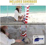 CROWN SHADES Beach Cabana 6.5 x 6.5, Cool Cabana Beach Tent Easy Pop Up - Beach Cabanas for Sand - UPF50+ Protection with Sidewall and More Pockets, Red