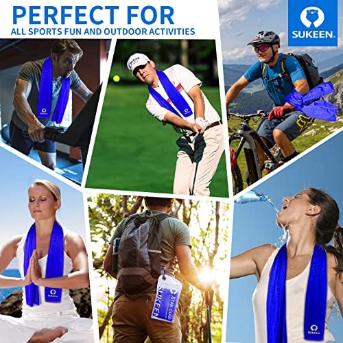 Sukkeen 4 Pack Cooling Towel (40"x12"), Soft Breathable Chilly Microfiber Towel for Yoga, Sport, Running, Gym, Workout, Camping, Fitness & More Activities