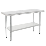 HARDURA Stainless Steel Work Table Commercial 18×48 Inches Kitchen Prep Table and Heavy Duty Commercial Workbench NSF 430 with Undershelf and Galvanized Legs