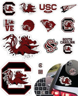 South Carolina Stickers (14 Piece) Gamecocks Gifts for Men Football Fans for Car Laptop Water Bottle + 2 Large USC Car Decals, 10 Water Bottle Size, 2 Keyboard Size