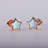 Rose Gold Plated Star Earrings for Girls, Hypoallergenic Fire Opal Stud Earrings For Women ARSKRO S925 Sterling Silver Post Little Small Cute Earring Jewelry Gifts for Sensitive Ears Kids
