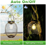 Solar Lanterns Outdoor Waterproof,Collasis Vintage Hanging Solar Lights Outdoor IP65 Waterproof Decorative Lanterns Lighting for Yard Garden Patio Pathway Gazebo Decor,Copper,2 Pack