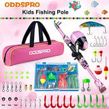 ODDSPRO Kids Fishing Pole Pink, Portable Telescopic Fishing Rod and Reel Combo Kit - with Spincast Fishing Reel Tackle Box for Girls, Youth