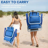 LEMBERI Backpack Beach Chair with Umbrella for Adults,1/2 Pack Folding Heavy Duty Camping Chair with Large Pockets and Cup Holder,Adjustable high Beach Lounge Chairs with Towel Rack (1, Navy Blue)